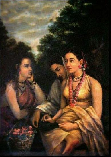 Raja Ravi Varma Shakuntala despondent China oil painting art